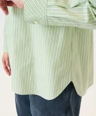 PZBEF31230 GEORGES RECH(ジョルジュ・レッシュ)  [日本製]コットンブロードストライプシャツ グリーン