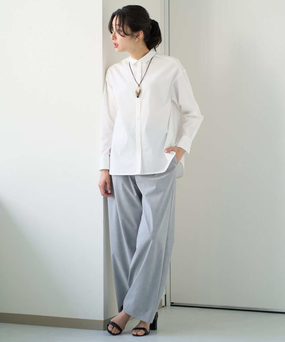 PZBEF31230 GEORGES RECH(ジョルジュ・レッシュ)  [日本製]コットンブロードストライプシャツ グリーン