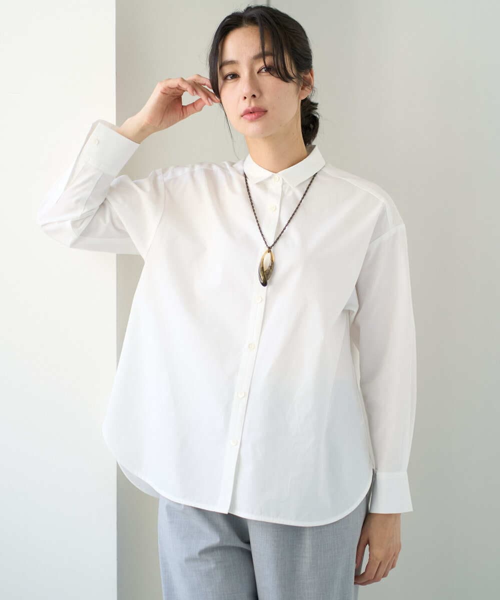 PZBEF31230 GEORGES RECH(ジョルジュ・レッシュ)  [日本製]コットンブロードストライプシャツ グリーン