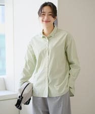 PZBEF31230 GEORGES RECH(ジョルジュ・レッシュ)  [日本製]コットンブロードストライプシャツ グリーン