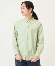 PZBEF31230 GEORGES RECH(ジョルジュ・レッシュ)  [日本製]コットンブロードストライプシャツ グリーン