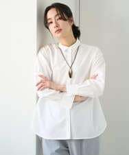 PZBEF31230 GEORGES RECH(ジョルジュ・レッシュ)  [日本製]コットンブロードストライプシャツ ホワイト