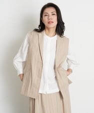 PZBET25390 GEORGES RECH(ジョルジュ・レッシュ)  [セットアップ対応]リネンへリンボンストライプジレ ベージュ