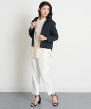 PZBET33330 GEORGES RECH(ジョルジュ・レッシュ) スタンドカラーストライプフレアブラウス グリーン