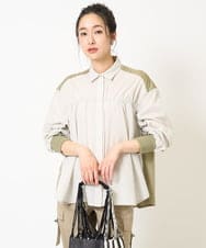 PZBGA09330 GEORGES RECH(ジョルジュ・レッシュ) ストライプシャーリングブラウス ネイビー