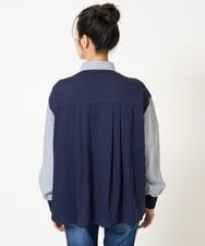 PZBGA09330 GEORGES RECH(ジョルジュ・レッシュ) ストライプシャーリングブラウス ネイビー