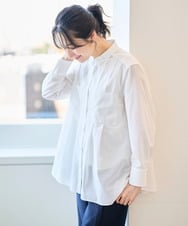 PZBGA20250 GEORGES RECH(ジョルジュ・レッシュ)  [日本製]サンディーローンタックシャツブラウス ホワイト