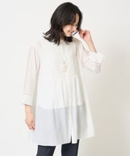 PZBGA30330 GEORGES RECH(ジョルジュ・レッシュ) [接触冷感]シアーローンレースブラウス ライトブルー