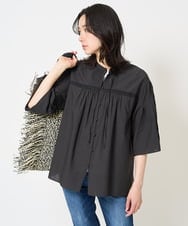 PZBGA31290 GEORGES RECH(ジョルジュ・レッシュ) 60ローンフレアスリーブレースブラウス ブラック