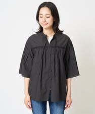 PZBGA31290 GEORGES RECH(ジョルジュ・レッシュ) 60ローンフレアスリーブレースブラウス ブラック