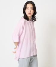 PZBGA35270 GEORGES RECH(ジョルジュ・レッシュ)  [日本製]バンドカラードルマンスリーブブラウス ピンク