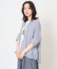 PZBGA35270 GEORGES RECH(ジョルジュ・レッシュ)  [日本製]バンドカラードルマンスリーブブラウス ネイビー系
