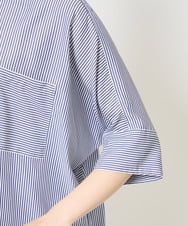 PZBGA35270 GEORGES RECH(ジョルジュ・レッシュ)  [日本製]バンドカラードルマンスリーブブラウス ネイビー系
