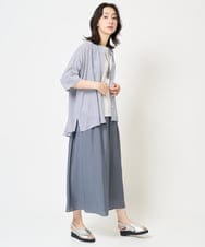 PZBGA35270 GEORGES RECH(ジョルジュ・レッシュ)  [日本製]バンドカラードルマンスリーブブラウス ネイビー系