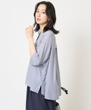 PZBGA35270 GEORGES RECH(ジョルジュ・レッシュ)  [日本製]バンドカラードルマンスリーブブラウス ネイビー系