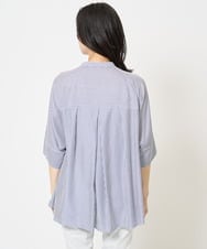PZBGA35270 GEORGES RECH(ジョルジュ・レッシュ)  [日本製]バンドカラードルマンスリーブブラウス ネイビー系