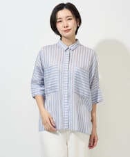 PZBGD04270 GEORGES RECH(ジョルジュ・レッシュ) バンドカラードルマンスリーブブラウス ライトブルー