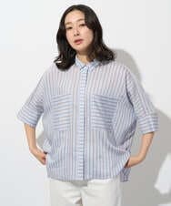 PZBGD04270 GEORGES RECH(ジョルジュ・レッシュ) バンドカラードルマンスリーブブラウス ライトブルー