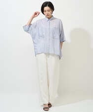 PZBGD04270 GEORGES RECH(ジョルジュ・レッシュ) バンドカラードルマンスリーブブラウス ライトブルー