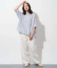 PZBGD04270 GEORGES RECH(ジョルジュ・レッシュ) バンドカラードルマンスリーブブラウス ライトブルー