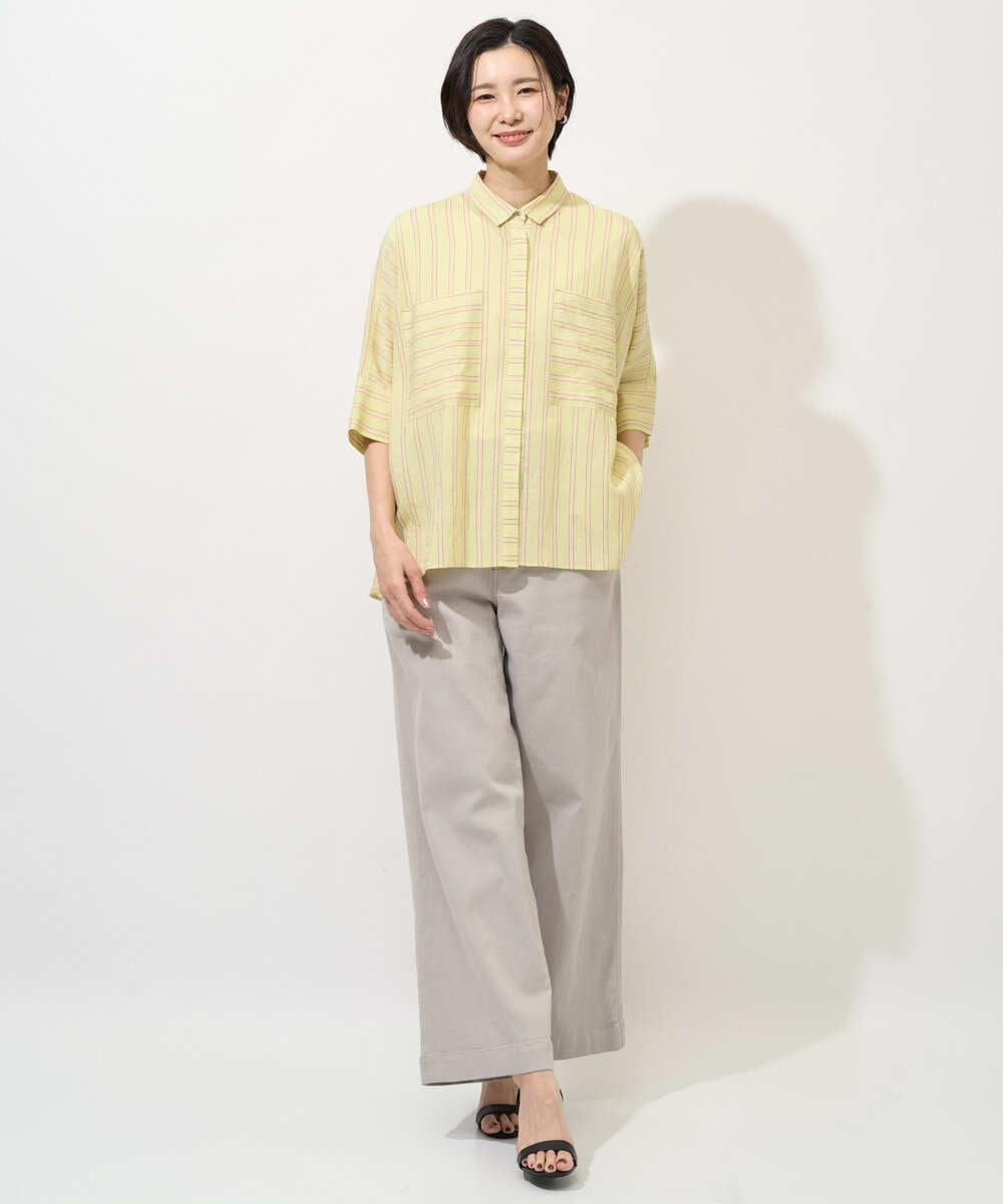 PZBGD04270 GEORGES RECH(ジョルジュ・レッシュ) バンドカラードルマンスリーブブラウス ライトブルー