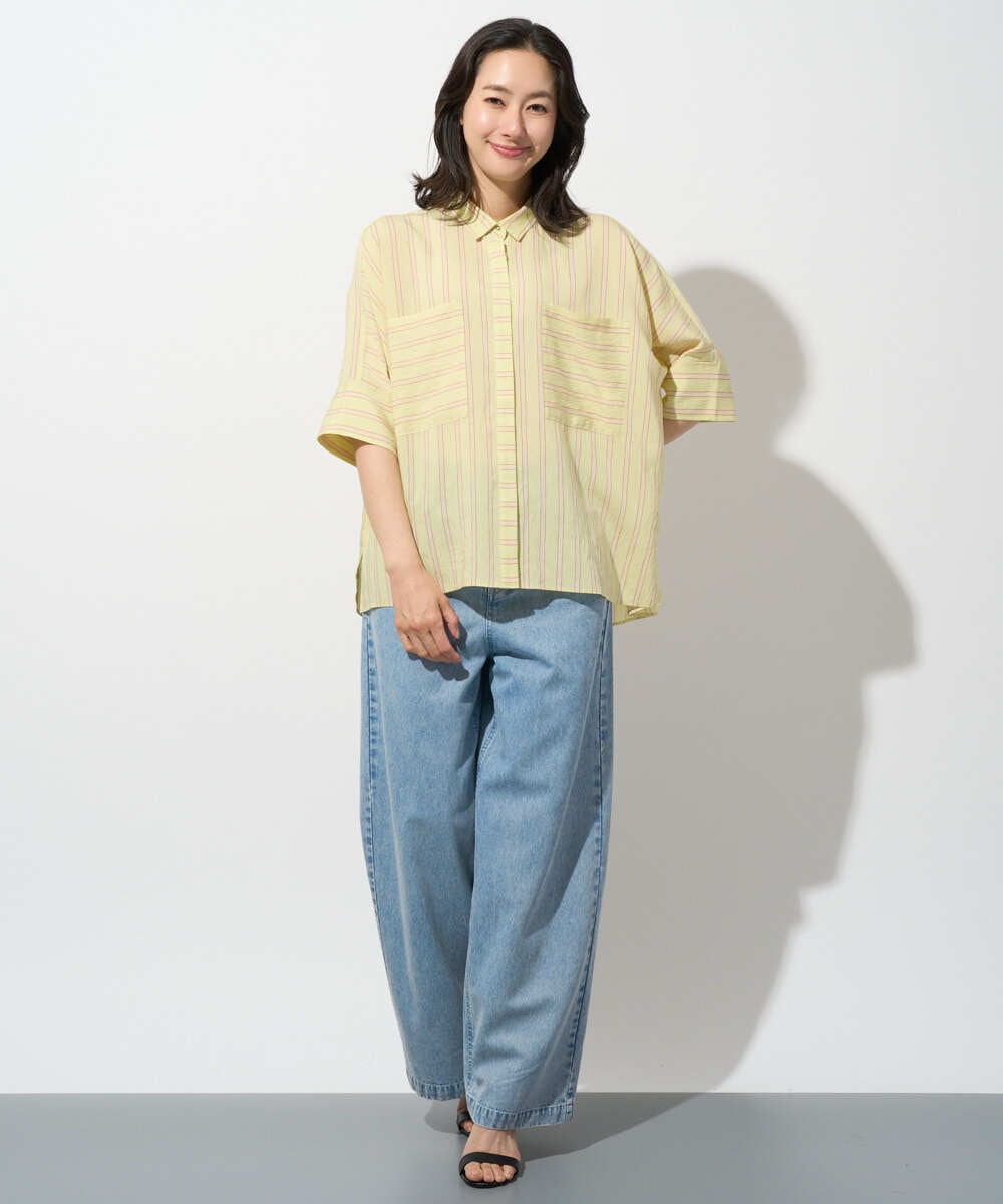 PZBGD04270 GEORGES RECH(ジョルジュ・レッシュ) バンドカラードルマンスリーブブラウス ライトブルー