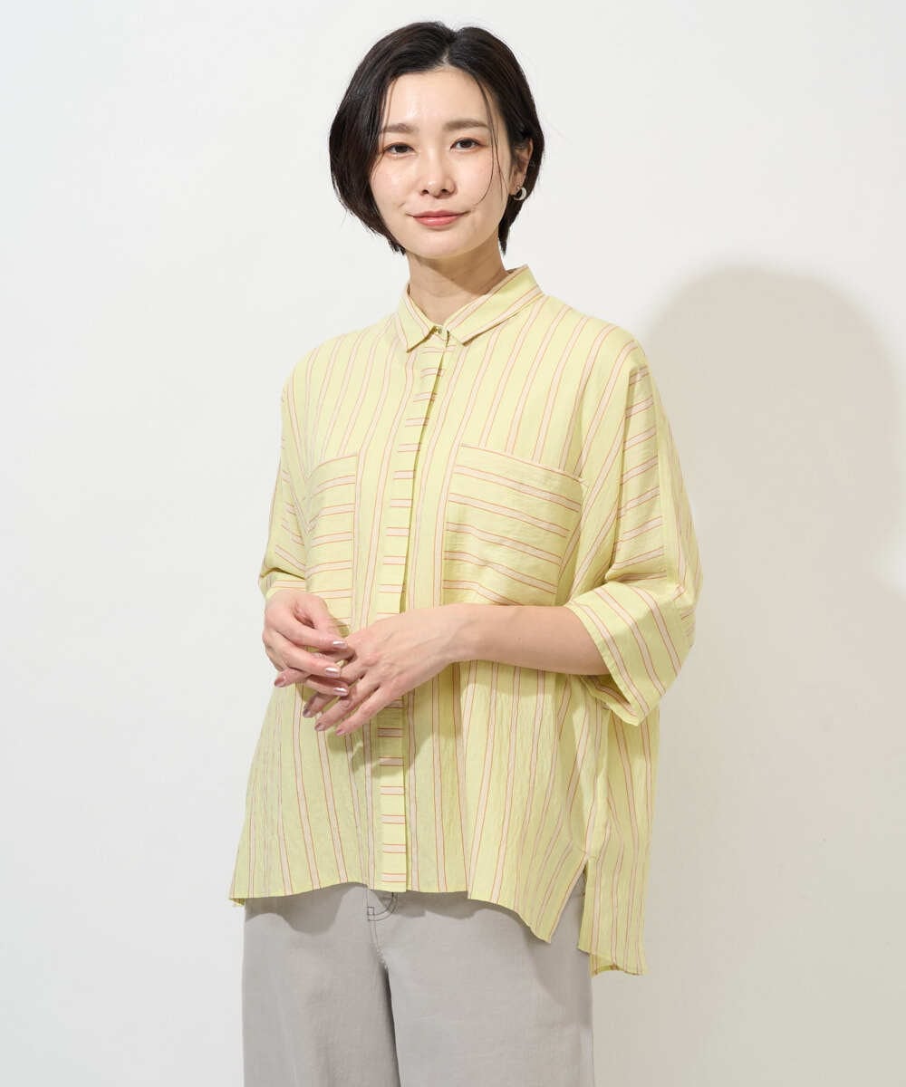 PZBGD04270 GEORGES RECH(ジョルジュ・レッシュ) バンドカラードルマンスリーブブラウス ライトブルー