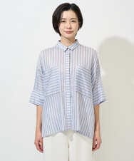 PZBGD04270 GEORGES RECH(ジョルジュ・レッシュ) バンドカラードルマンスリーブブラウス ライトブルー