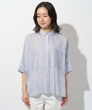 PZBGD04270 GEORGES RECH(ジョルジュ・レッシュ) バンドカラードルマンスリーブブラウス ライトブルー