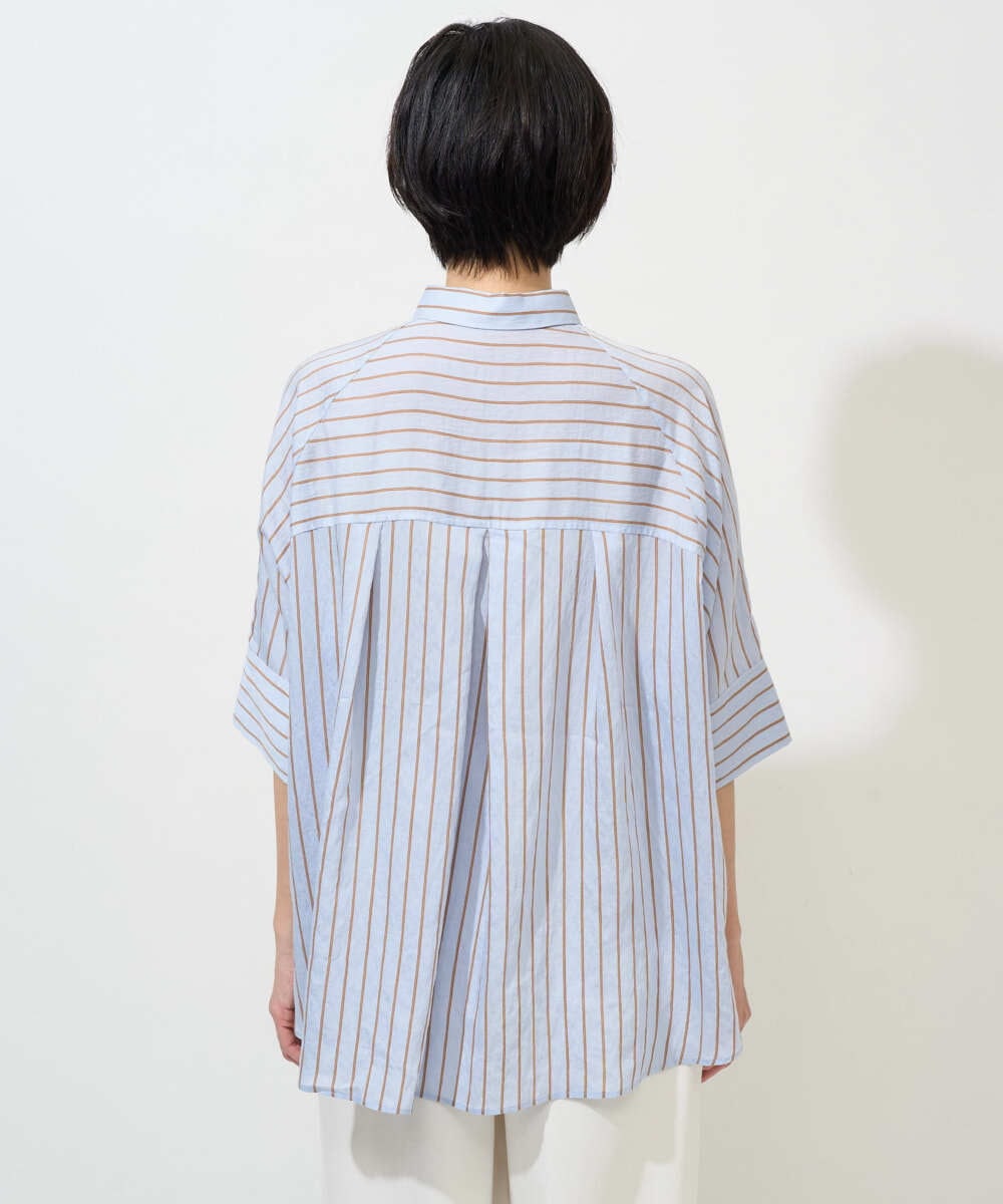 PZBGD04270 GEORGES RECH(ジョルジュ・レッシュ) バンドカラードルマンスリーブブラウス ライトブルー