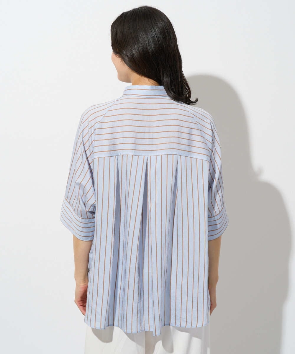 PZBGD04270 GEORGES RECH(ジョルジュ・レッシュ) バンドカラードルマンスリーブブラウス ライトブルー