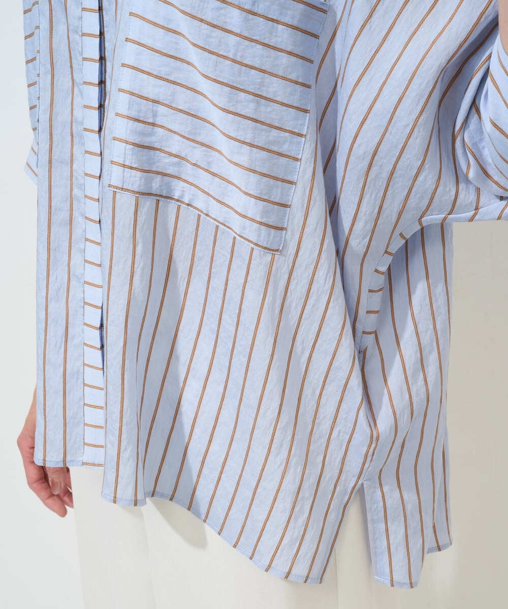 PZBGD04270 GEORGES RECH(ジョルジュ・レッシュ) バンドカラードルマンスリーブブラウス ライトブルー