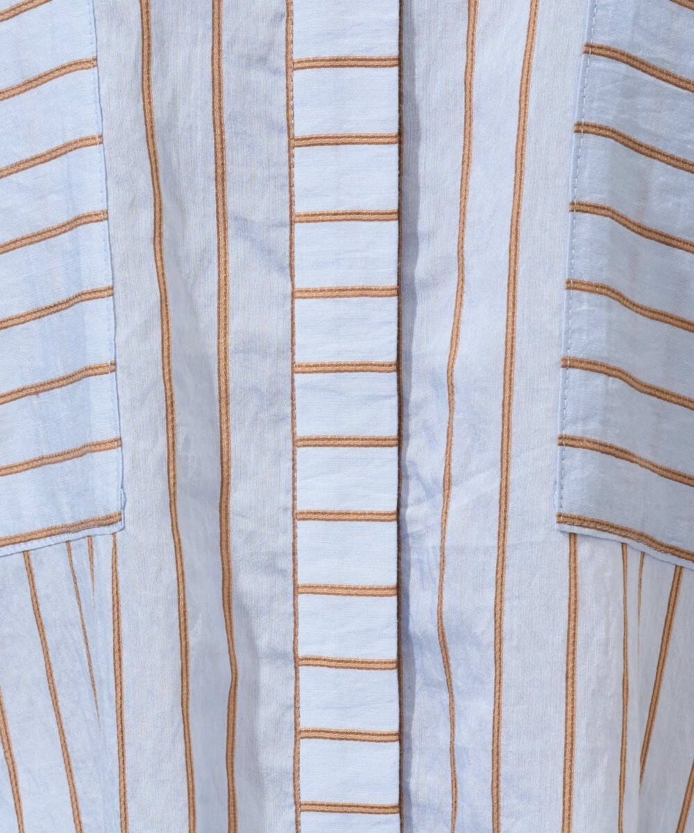 PZBGD04270 GEORGES RECH(ジョルジュ・レッシュ) バンドカラードルマンスリーブブラウス ライトブルー