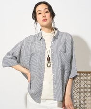 PZBGD04270 GEORGES RECH(ジョルジュ・レッシュ) バンドカラードルマンスリーブブラウス ネイビー