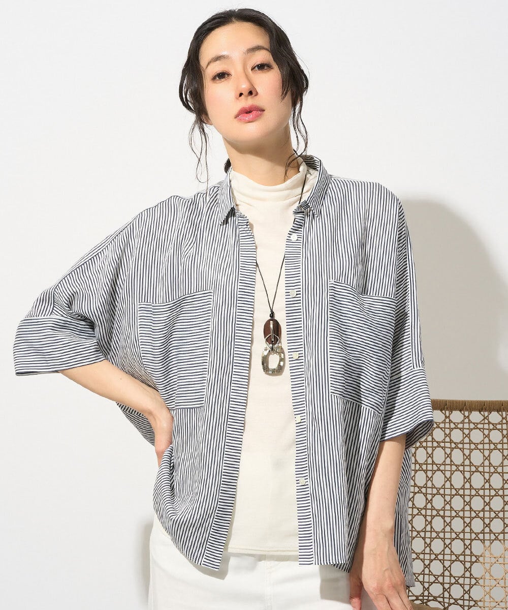 PZBGD04270 GEORGES RECH バンドカラードルマンスリーブブラウス