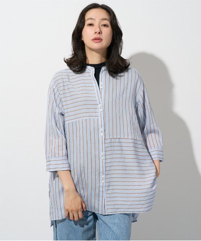 PZBGD05270 GEORGES RECH バンドカラードルマンスリーブロングブラウス