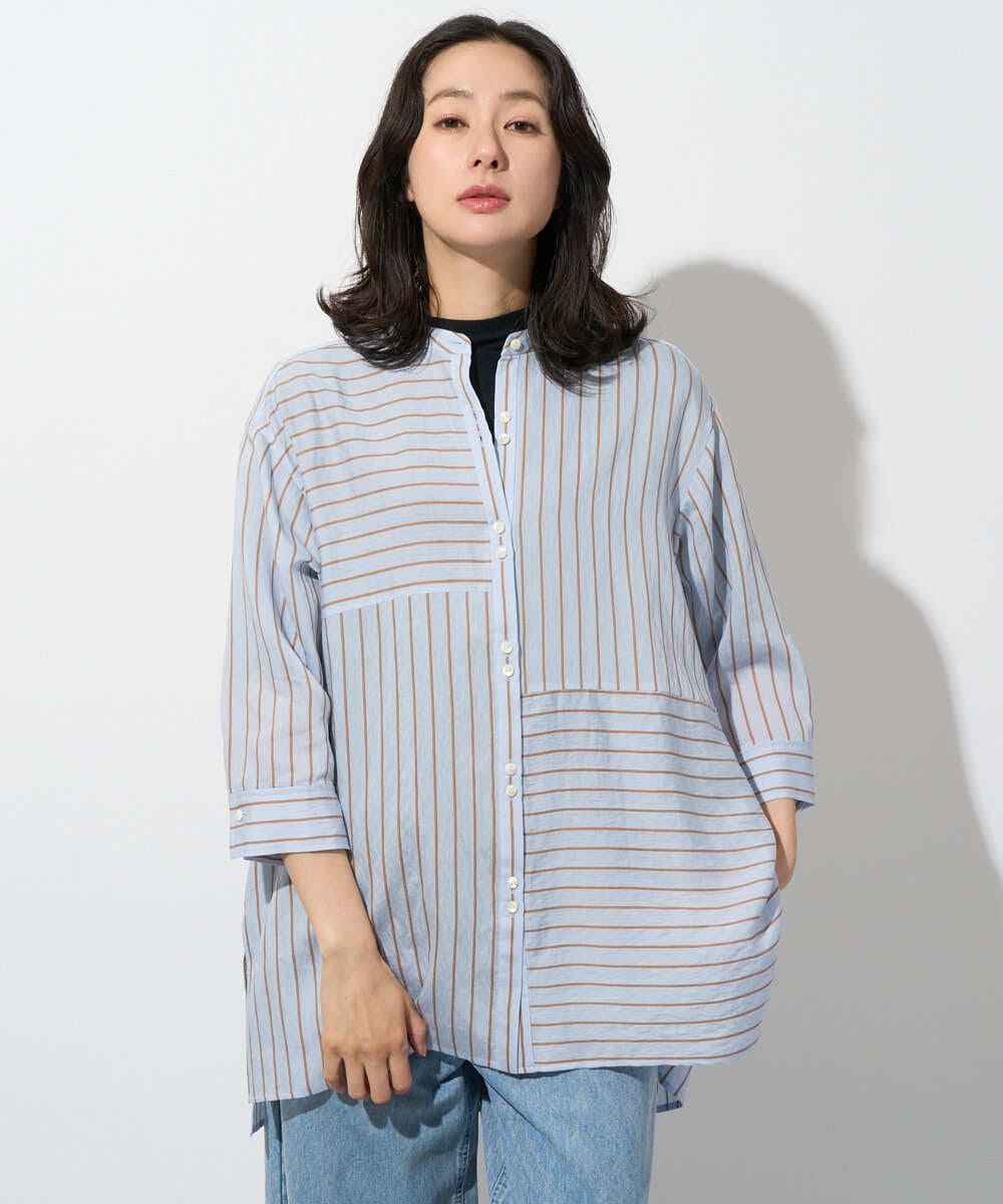 PZBGD05270 GEORGES RECH バンドカラードルマンスリーブロングブラウス