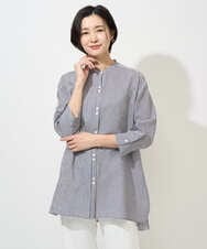 PZBGD05270 GEORGES RECH(ジョルジュ・レッシュ) バンドカラードルマンスリーブロングブラウス ネイビー