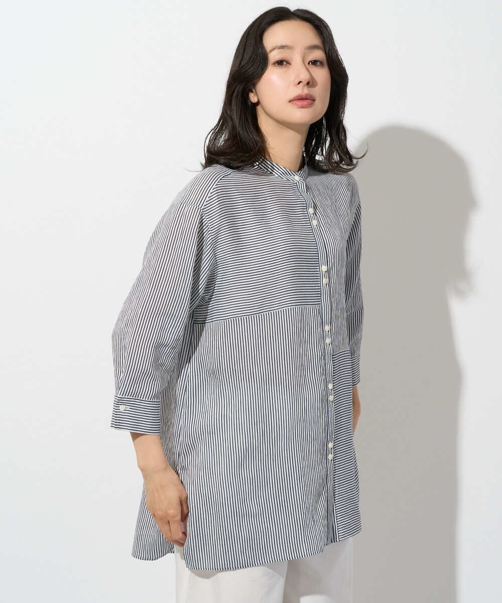 PZBGD05270 GEORGES RECH バンドカラードルマンスリーブロングブラウス