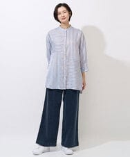 PZBGD05270 GEORGES RECH(ジョルジュ・レッシュ) バンドカラードルマンスリーブロングブラウス ネイビー