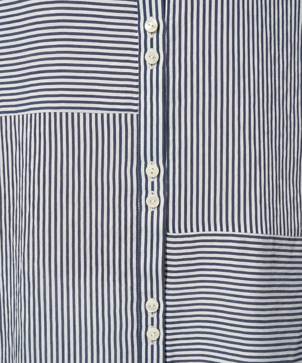 PZBGD05270 GEORGES RECH(ジョルジュ・レッシュ) バンドカラードルマンスリーブロングブラウス ネイビー