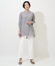 PZBGD05270 GEORGES RECH(ジョルジュ・レッシュ) バンドカラードルマンスリーブロングブラウス ネイビー