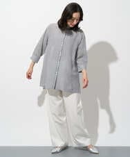 PZBGD05270 GEORGES RECH(ジョルジュ・レッシュ) バンドカラードルマンスリーブロングブラウス ネイビー