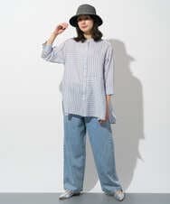 PZBGD05270 GEORGES RECH(ジョルジュ・レッシュ) バンドカラードルマンスリーブロングブラウス ネイビー