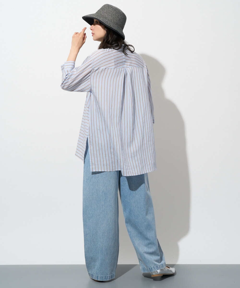 PZBGD05270 GEORGES RECH(ジョルジュ・レッシュ) バンドカラードルマンスリーブロングブラウス ネイビー