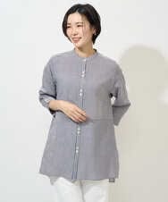 PZBGD05270 GEORGES RECH(ジョルジュ・レッシュ) バンドカラードルマンスリーブロングブラウス ネイビー