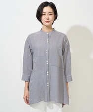 PZBGD05270 GEORGES RECH(ジョルジュ・レッシュ) バンドカラードルマンスリーブロングブラウス ネイビー