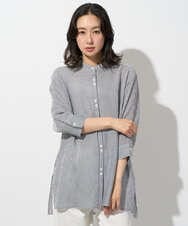 PZBGD05270 GEORGES RECH(ジョルジュ・レッシュ) バンドカラードルマンスリーブロングブラウス ネイビー