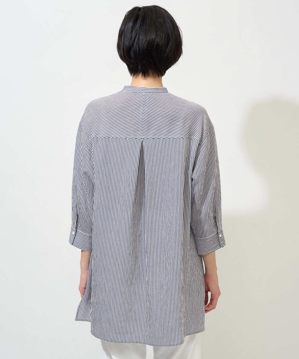 PZBGD05270 GEORGES RECH(ジョルジュ・レッシュ) バンドカラードルマンスリーブロングブラウス ネイビー