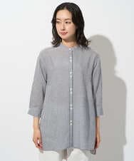 PZBGD05270 GEORGES RECH(ジョルジュ・レッシュ) バンドカラードルマンスリーブロングブラウス ネイビー